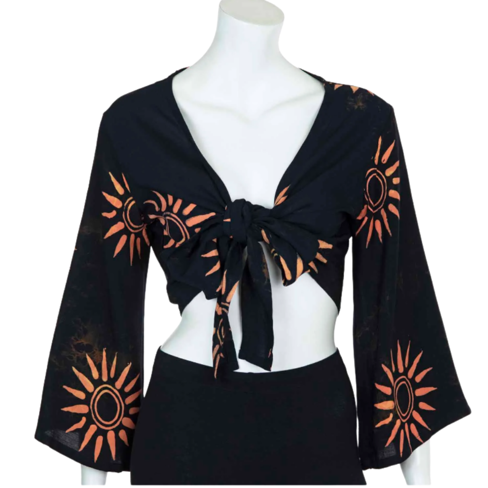 Black Sun Wrap Top - FREE SIZE