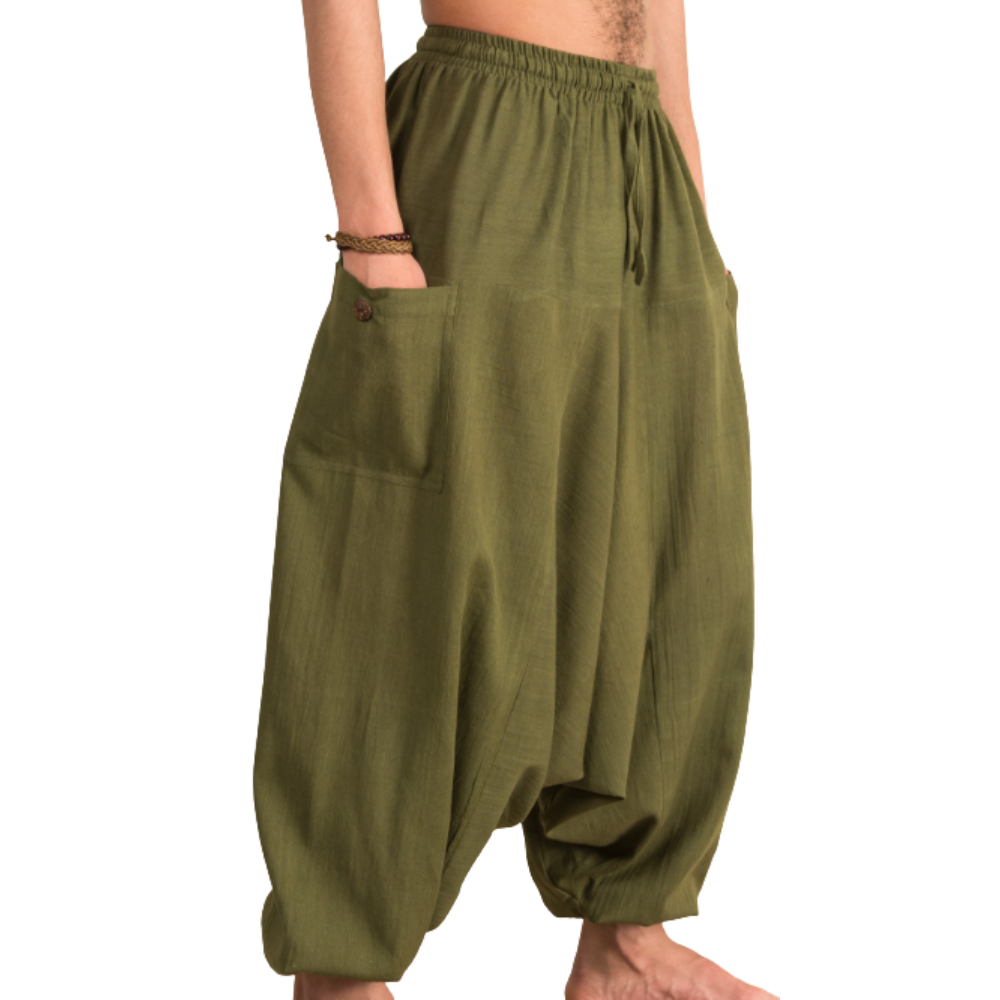 Cotton Aladdin Pants Green - FREE SIZE - EastMoonSpirit 