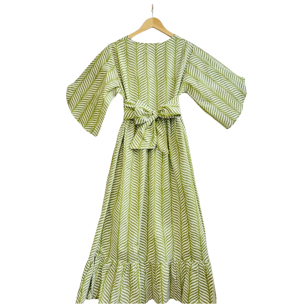 Cotton Midi Dress Olive Green - MEDIUM/LARGE
