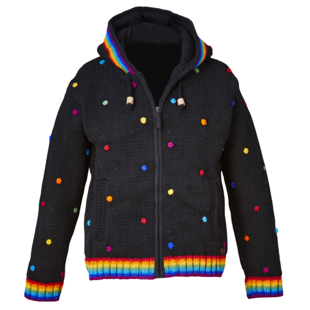 Gajara Rainbow Bobble Zip Hooded Jacket - MEDIUM/LARGE