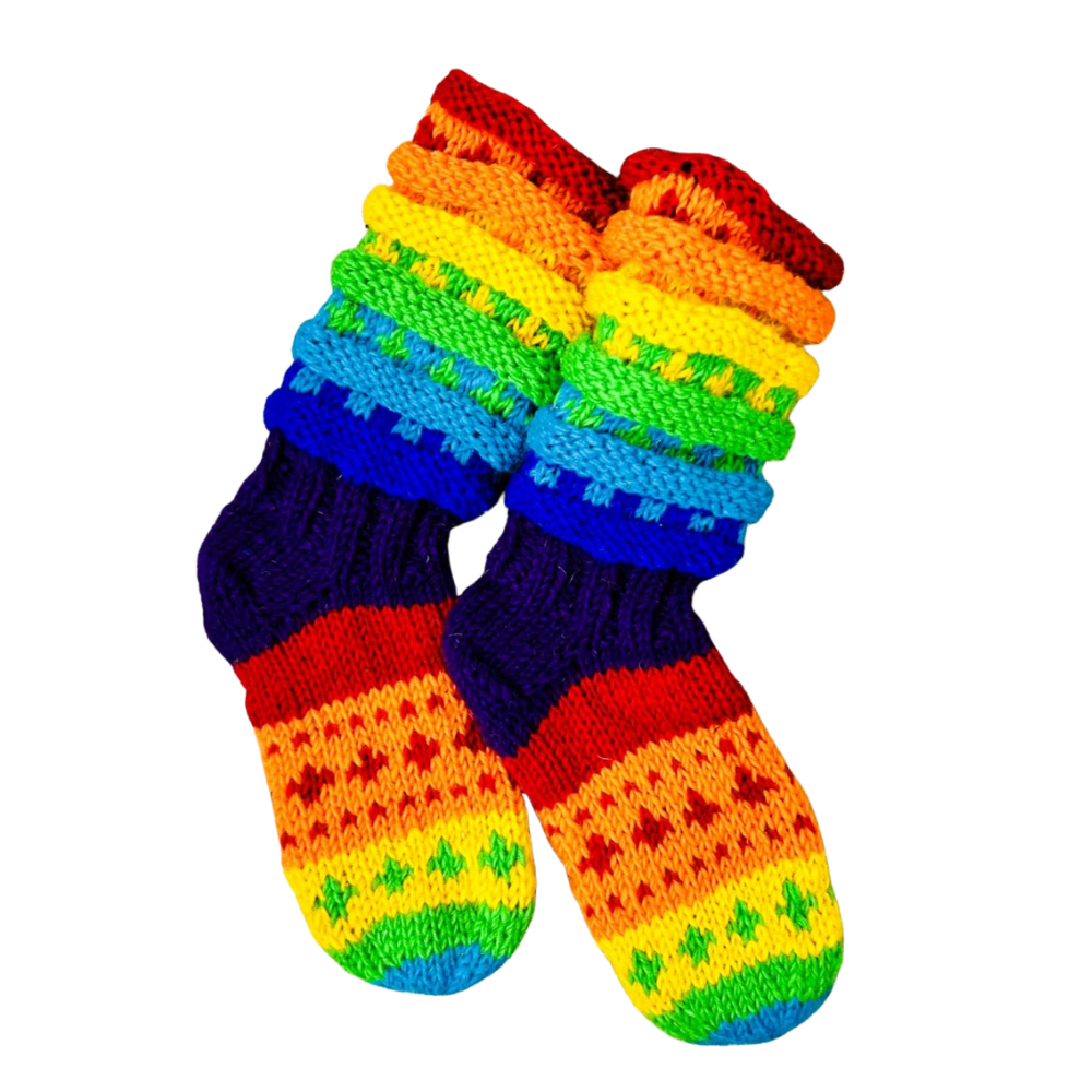 Rainbow Long Wool Slipper Socks