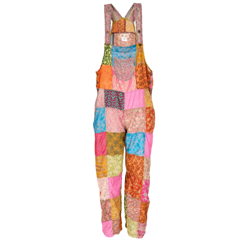 Recycled Sari Patchwork Dungarees - SMALL/MEDIUM - EastMoonSpirit 
