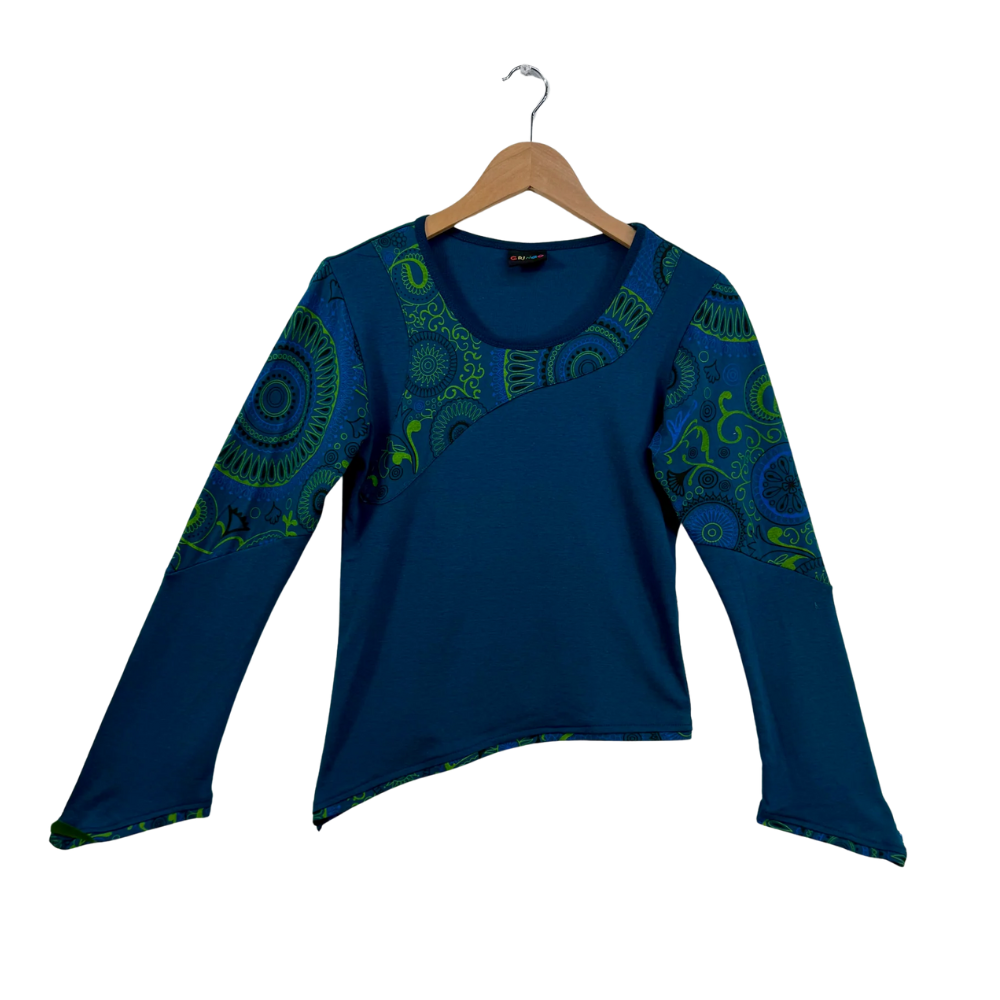 Print Long Sleeve TShirt Petrol - LARGE/X LARGE