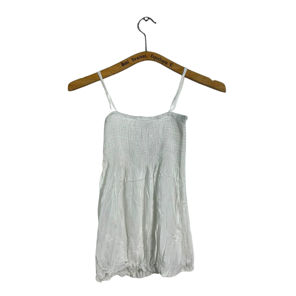 Strappy Elasticated Vest White - ONE SIZE