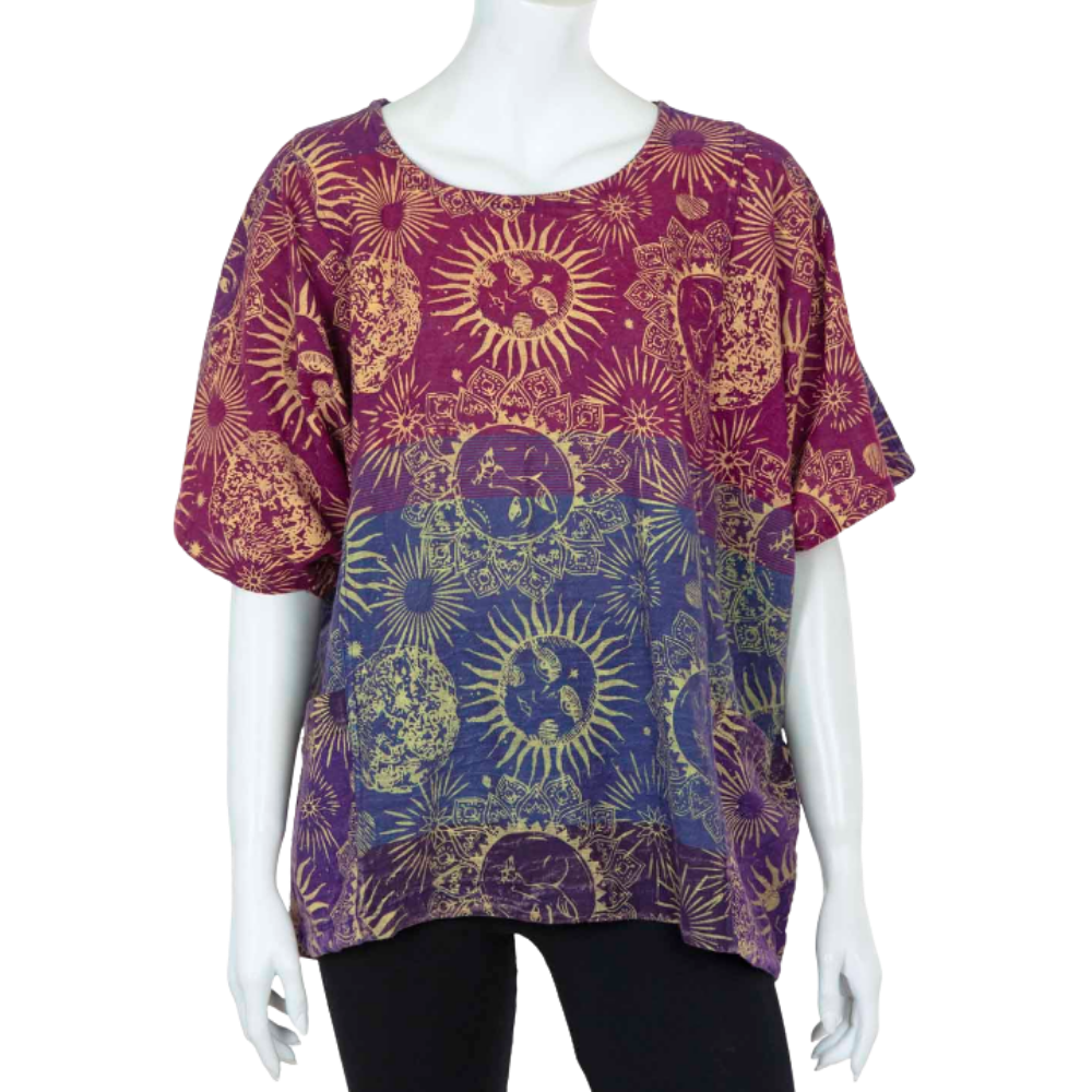 Sun & Moon Artist Smock Top Purple - ONE SIZE