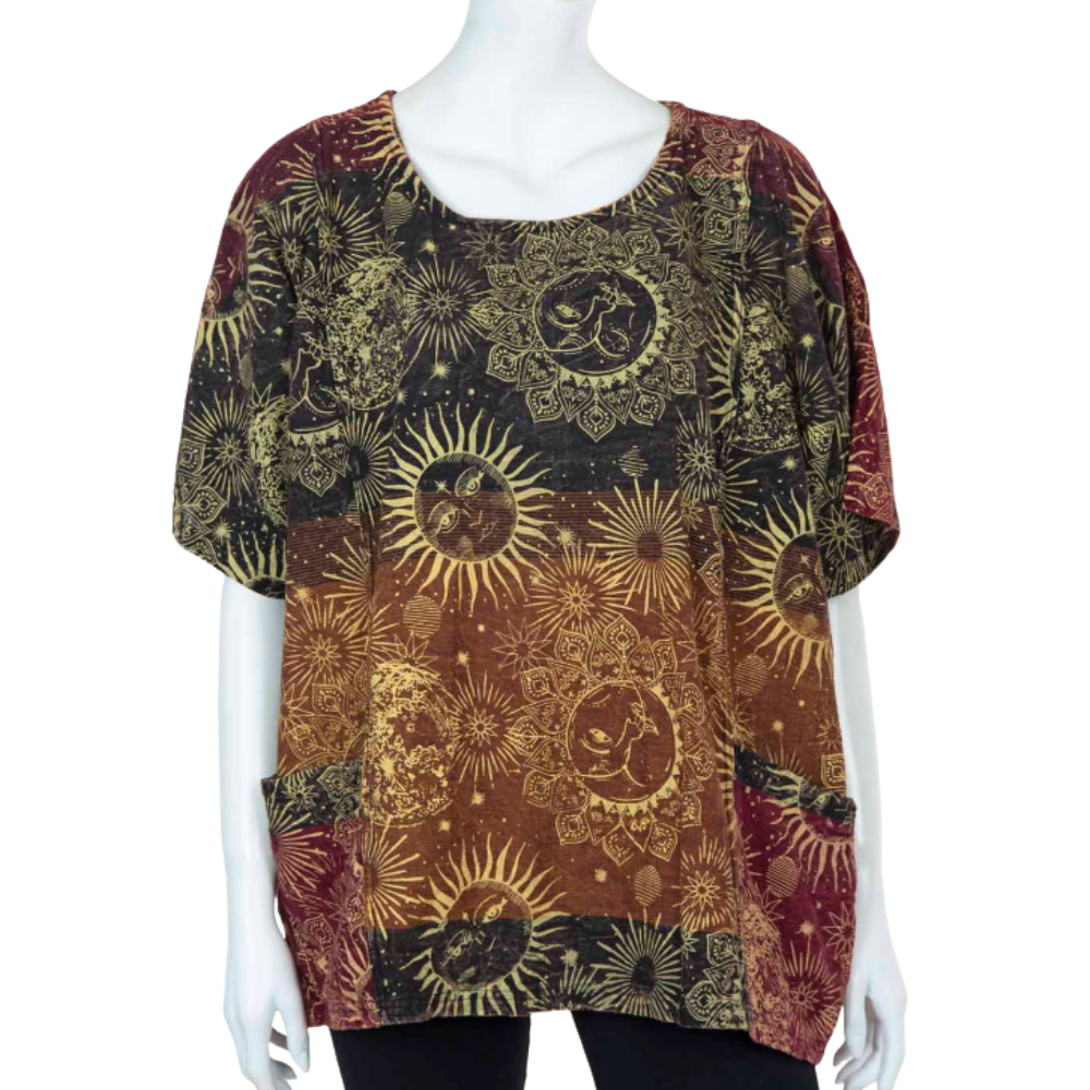 Sun and Moon Artist Smock Top Dark Mix - ONE SIZE - EastMoonSpirit 
