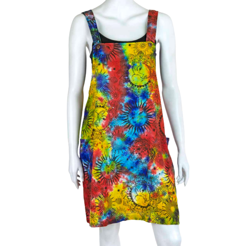 Sun and Moon Dungaree Dress Multicolour - ONE SIZE