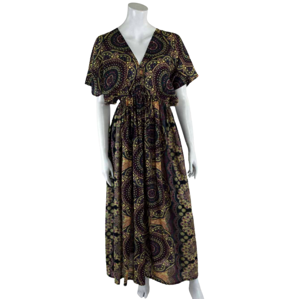 Thai Rose Maxi Dress Black - ONE SIZE