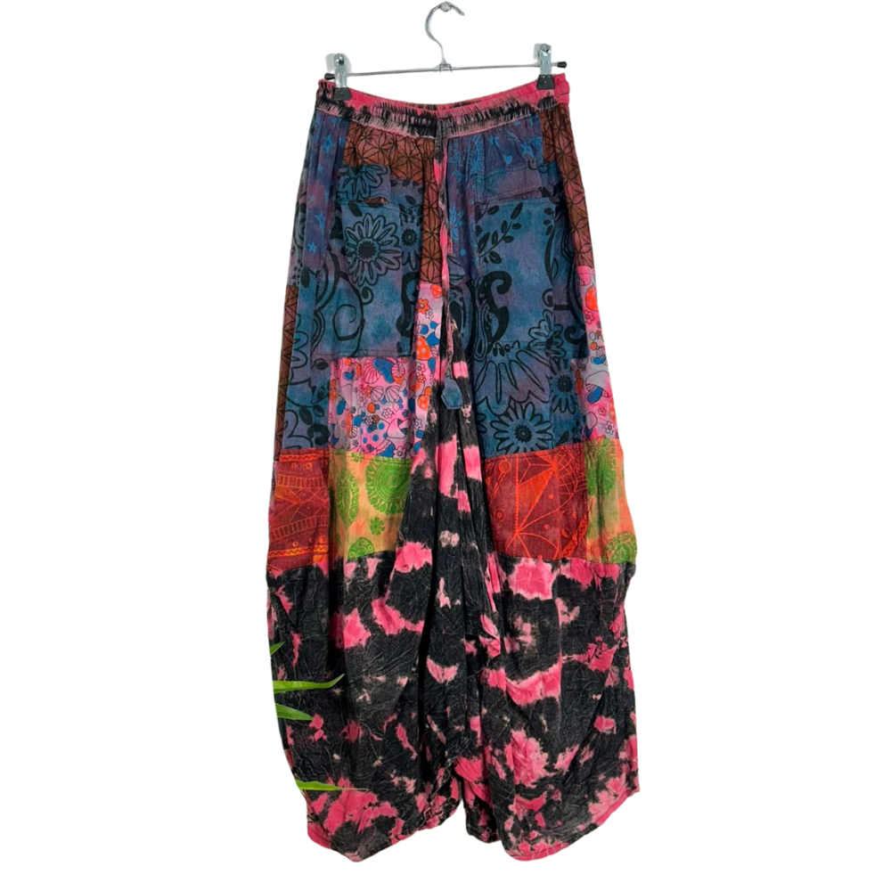 Tie Dye and Patch Long Skirt Pink - ONE SIZE - EastMoonSpirit 